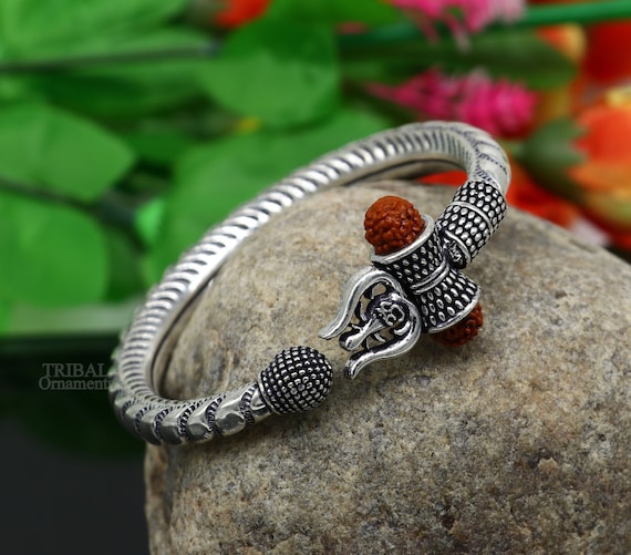discounted sale 925 Sterling silver handmade shiva rudraksha trishul bangle  bracelet kada, Ethnic Oxidized Bangle Bracelet Indian Jewelry, Adjustable  Bangle | growthhouse.com.br