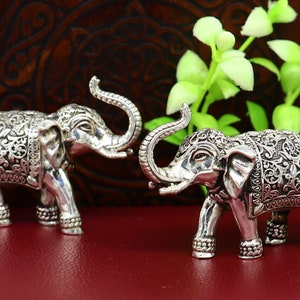 Pure 925 Sterling silver Kandrai work Nakshi design customized Elephant statue, puja article figurine, home décorDiwali puja gift art122