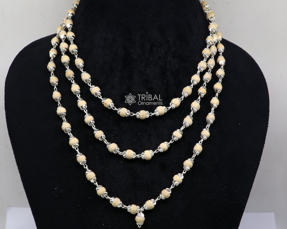 54 108 Beads 925 Sterling Silver Handmade Basil Rosary Beads Chain Necklace Best Meditation or Mantra Chanting Chain Necklace Ch237 Etsy UK