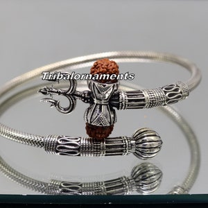 Stylish Handcrafted 925 sterling silver bangle bracelet kada excellent god shiva trident customized jewelry, excellent gifting ideas nsk239