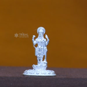Divine sterling silver handmade Lord Vishnu Standing statue or Narayana figurine Murti , amazing Stunning puja worshipping  figurine art758