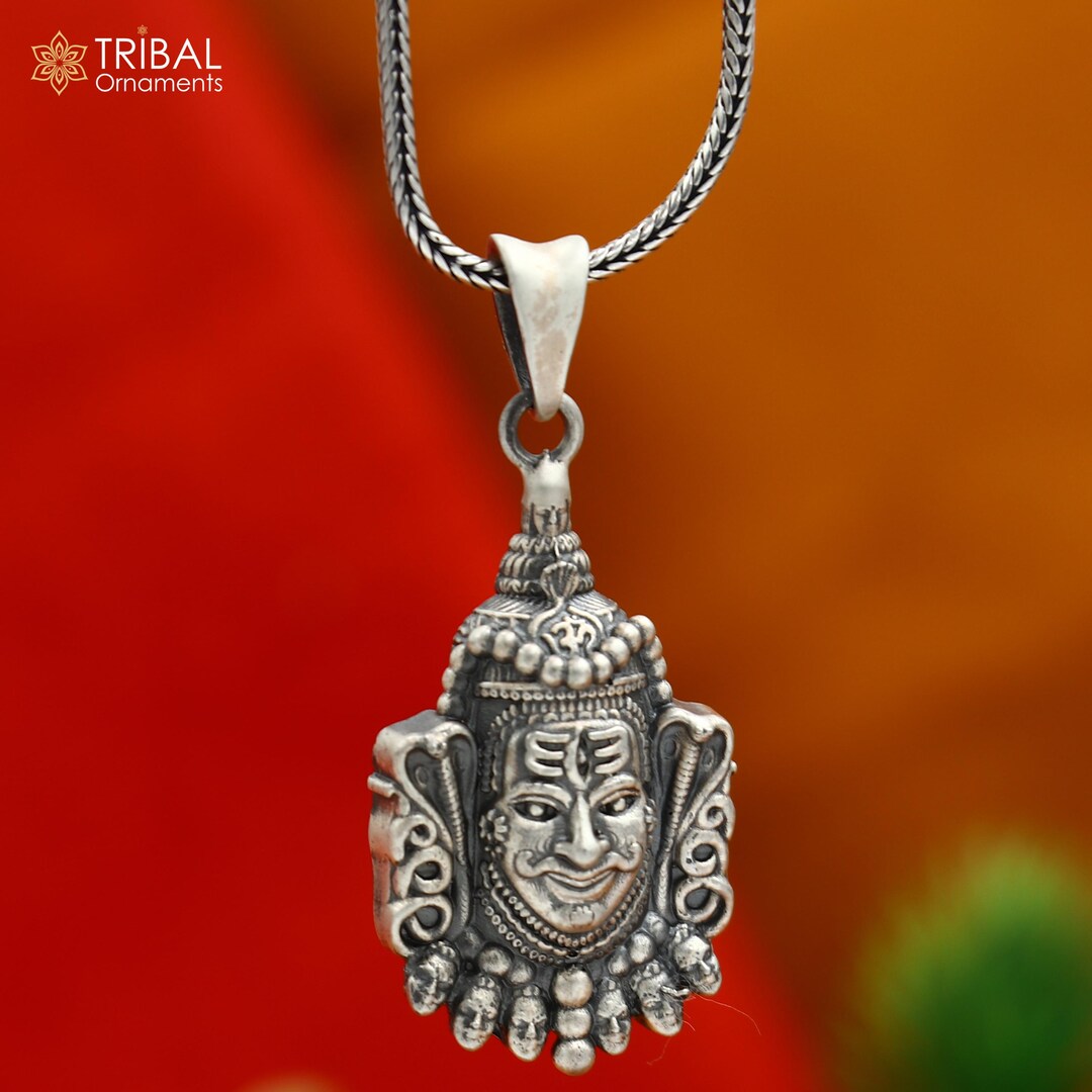 925 Sterling Silver Lord Mahakal Divine Pendant With Chain Tribal