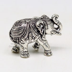 Sterling silver handmade design customized upper trunk Elephant statue, puja article figurine, home décor Diwali puja gift art537