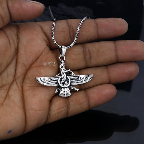 925 Sterling Silver Handmade Faravahar Ahura Mazda Handmade