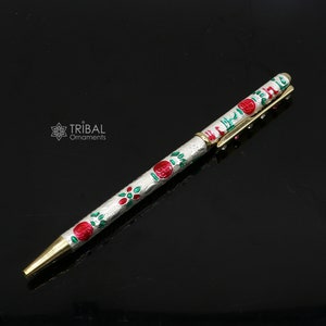 925 sterlingzilveren handgemaakte unieke luxe schrijvende balpen, beste zilveren cadeauartikel uit India art774