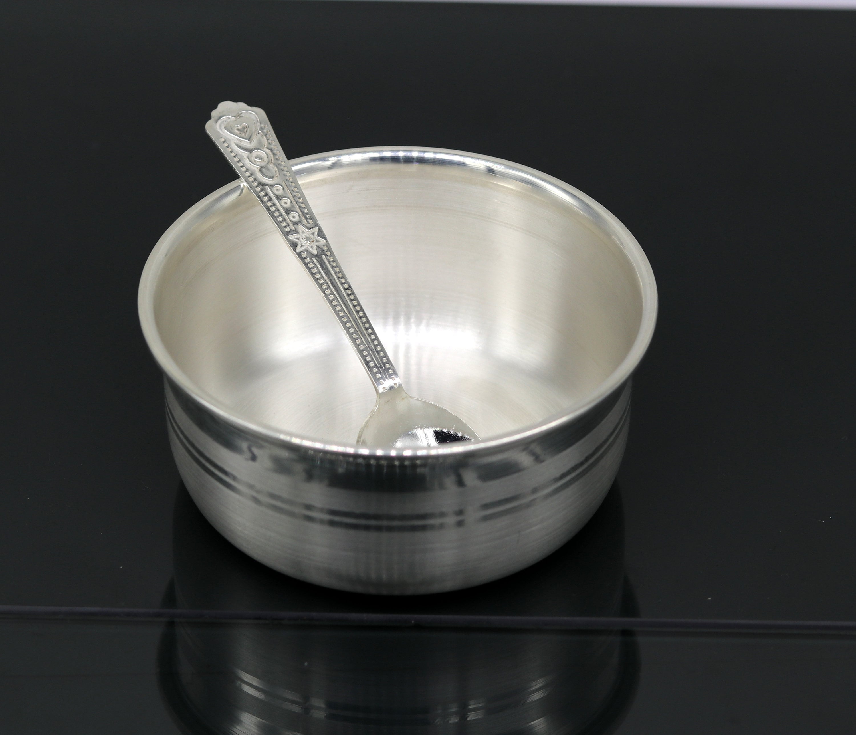 999 pure fine silver handmade silver bowl and spoon set Etsy