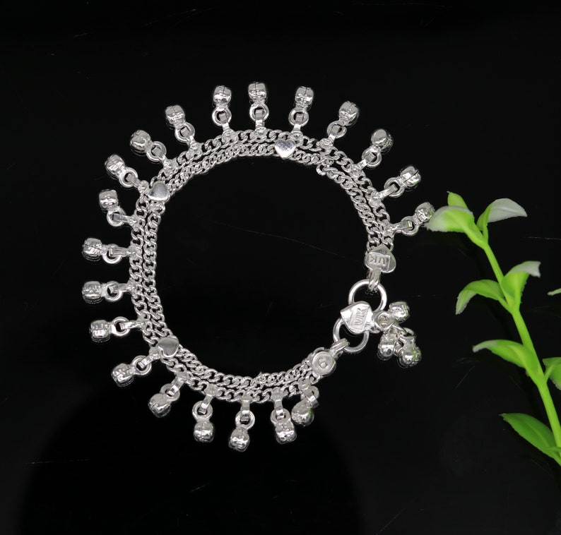 6.5 Inches long sterling silver handmade gorgeous charm baby kids anklets excellent hanging noisy bells customized kids jewelry ank242