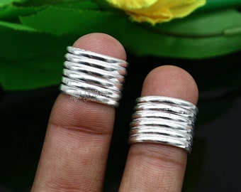 Vintage antique Spiral design plain traditional cultural style solid silver toe ring band women&#39;s jewelry from Rajasthan India ntr106