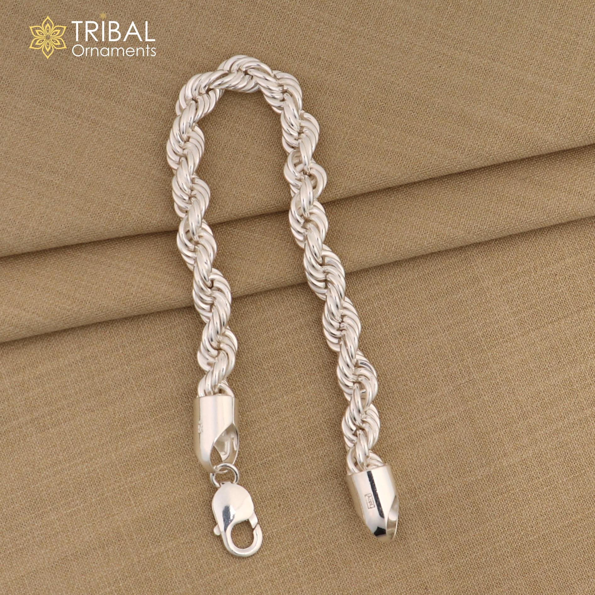 8mm 925 Sterling Silver Handmade Amazing 8.5 Inches Rope Chain