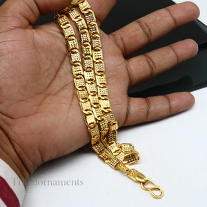22kt Yellow Gold Royal Nawabi Baht Chain, Bar Chain, Royal Design ...