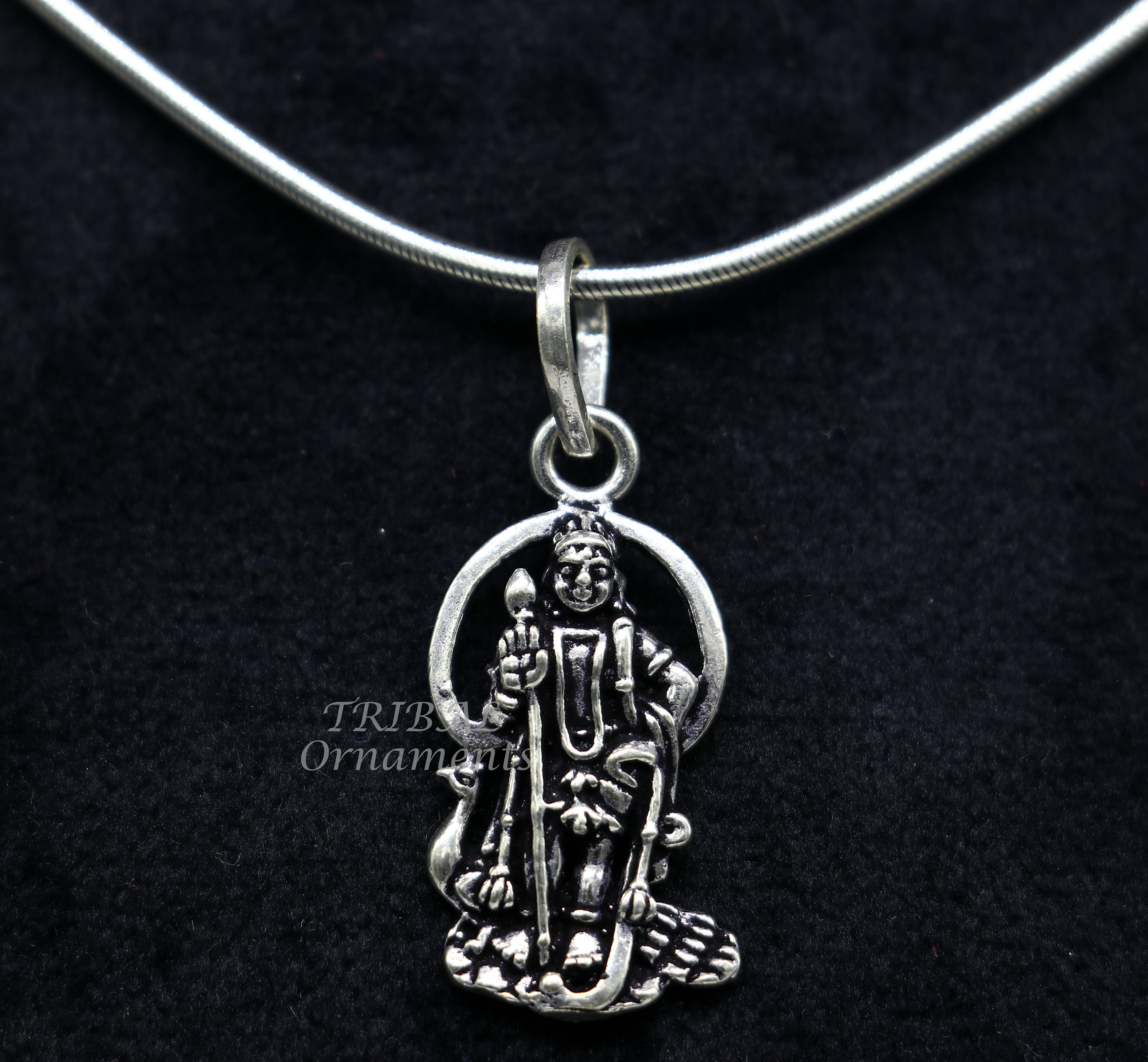 925 Sterling Silver Divine Lord Murugan KARTIKEYA Pendant