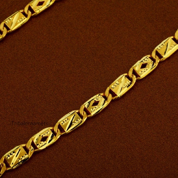 Fine 22kt Yellow Gold Customized Diamond Cut Design Nawabi Chain Gifting Men s Casual Chain Necklace Best Hallmarked Jewelry India Ch254 Etsy Canada