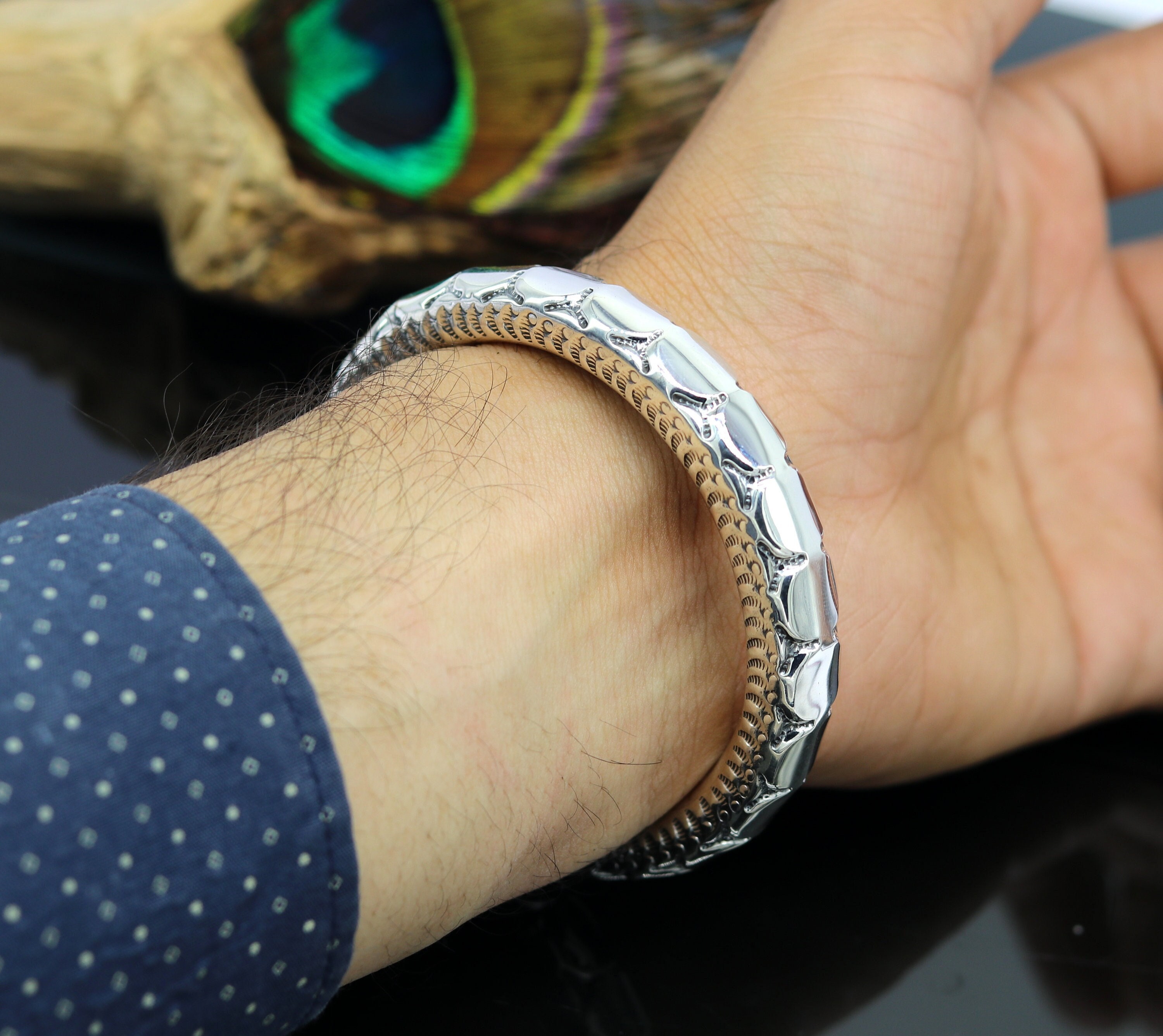 925 Sterling Silver Handmade Gorgeous Customized Work Bangle