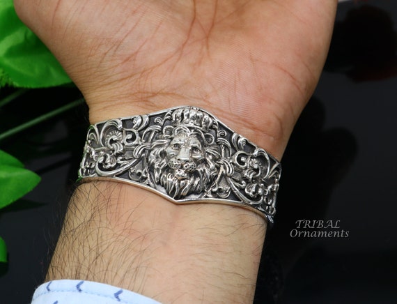 Lion Cuff Kada 925 Sterling Silver Handmade Amazing Cuff Bracelet