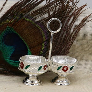 925 sterling silver handmade customized work puja utensils, silver tilak bowl, kesar chaindan kumkum patra or bowl, silver article su155