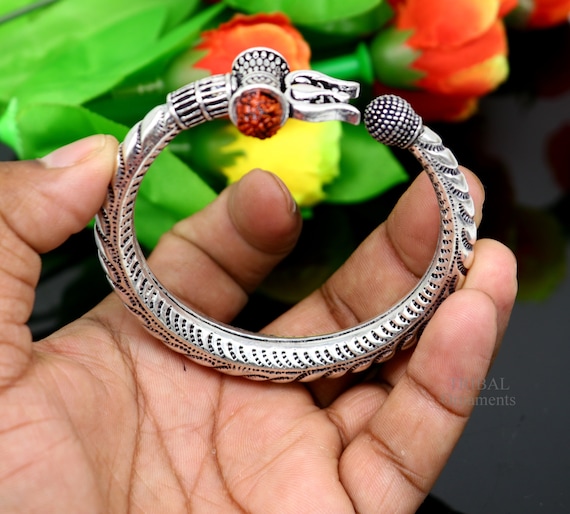 925 Sterling Silver Handmade Lord Shiva Babubali Kada Bangle