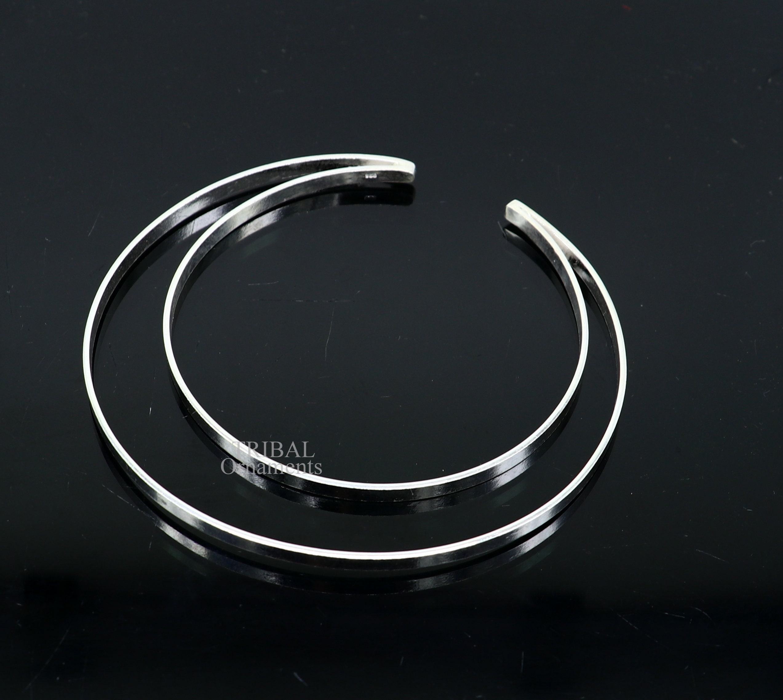 925 Sterling Silver Handmade Double Layer Plain Design Bangle