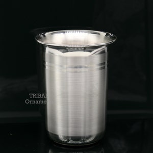Pure 999 fine silver handmade utensils,300ml water/milk Glass tumbler, silver flask, baby kids serving food stay healthy water glass sv263