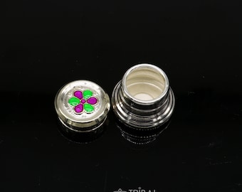 999 pure silver trinket box, kajal box brides round shape box flower design box , container tobacco box, eyeliner Sindur box gifting stb807