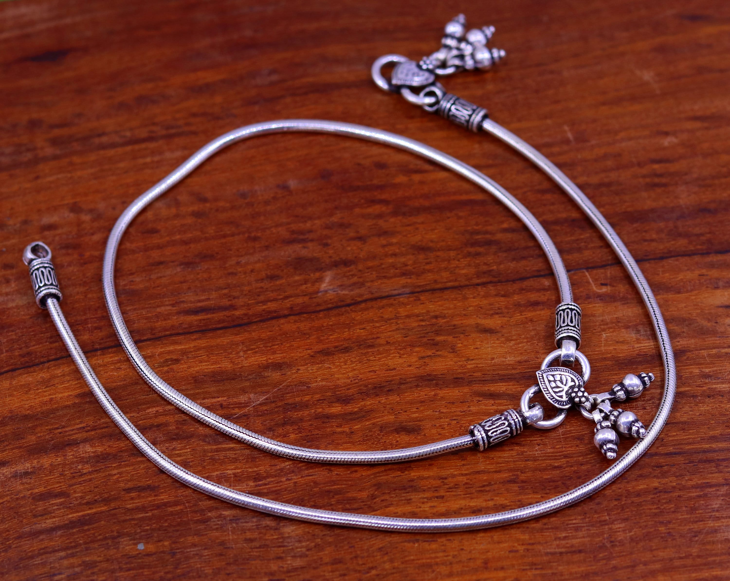 Handmade Fabulous Snake Chain 925 Sterling Silver Ankle Bracelet