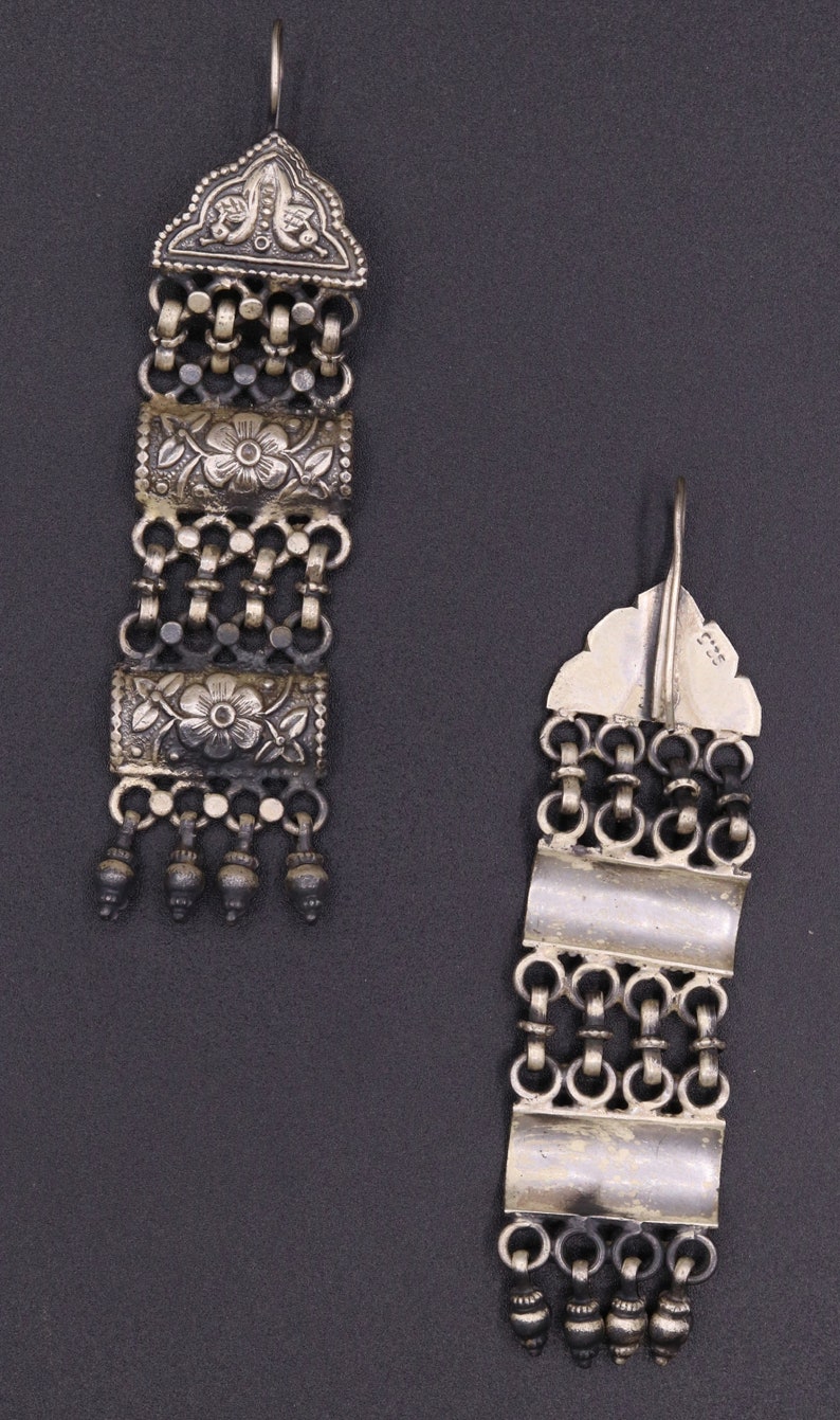 Traditional design handmade solid silver earring hoop vintage women/'s tribal jewelry gorgeous belly dance jewelry from rajasthan india