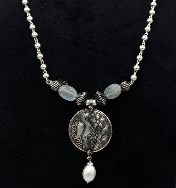 925 スターリングシルバー ハンドメイド ヴィンテージ ビーズチェーン