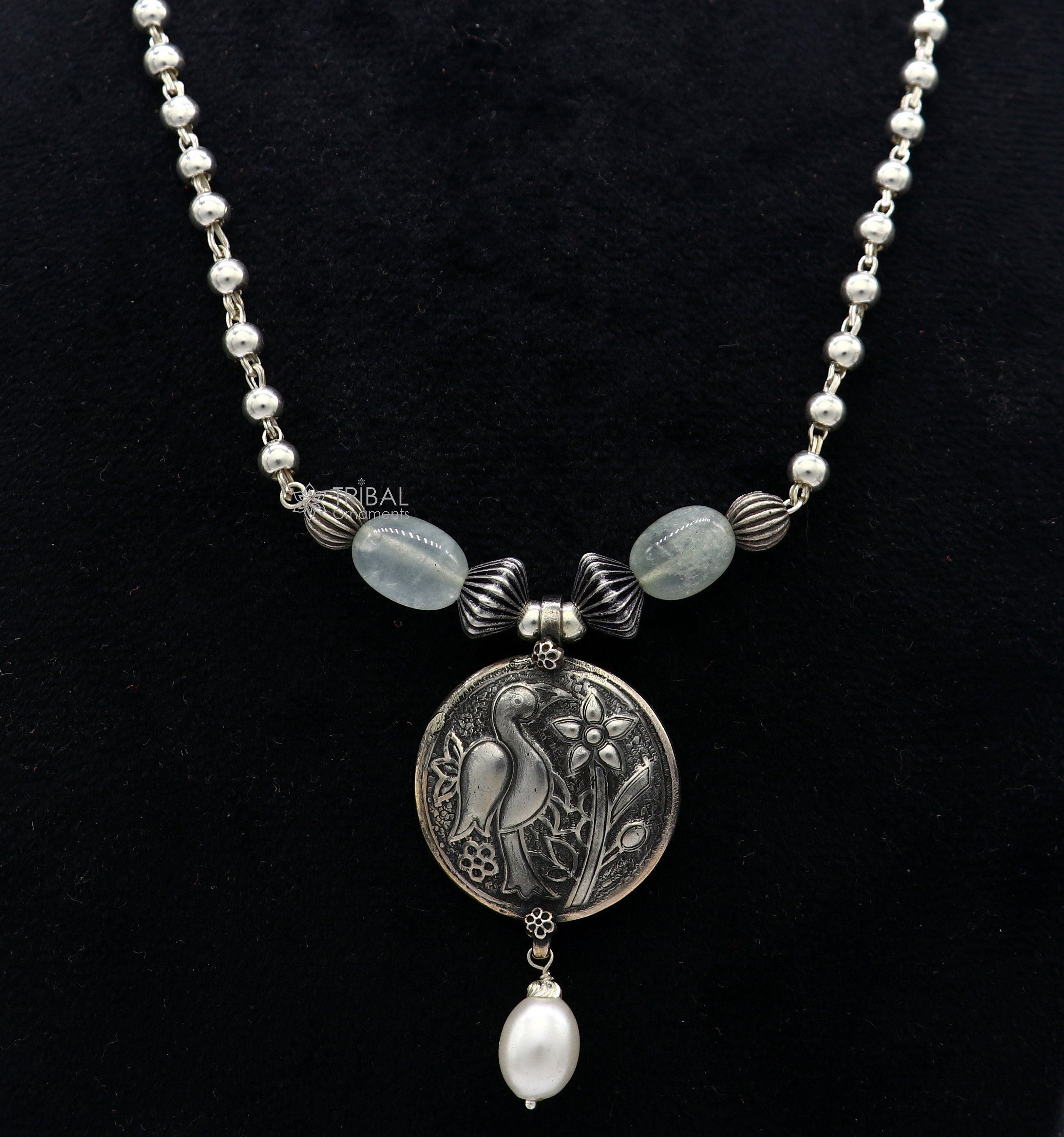 925 スターリングシルバー ハンドメイド ヴィンテージ ビーズチェーン