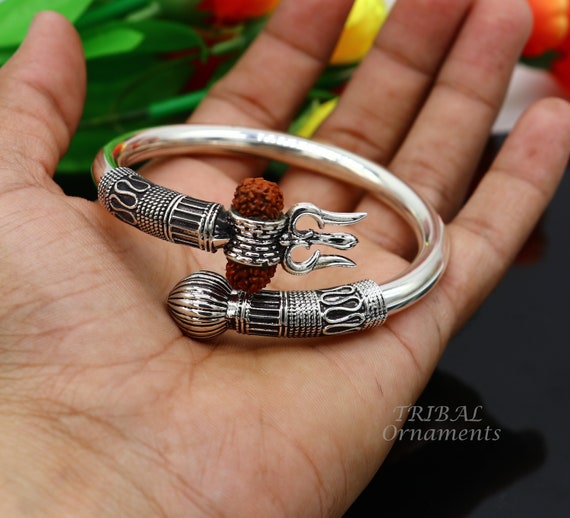Mahadev Trishul Dmaru Golden Bracelet, Lord Shiva Mahakal Cuff Gold Br –  dharmsaar