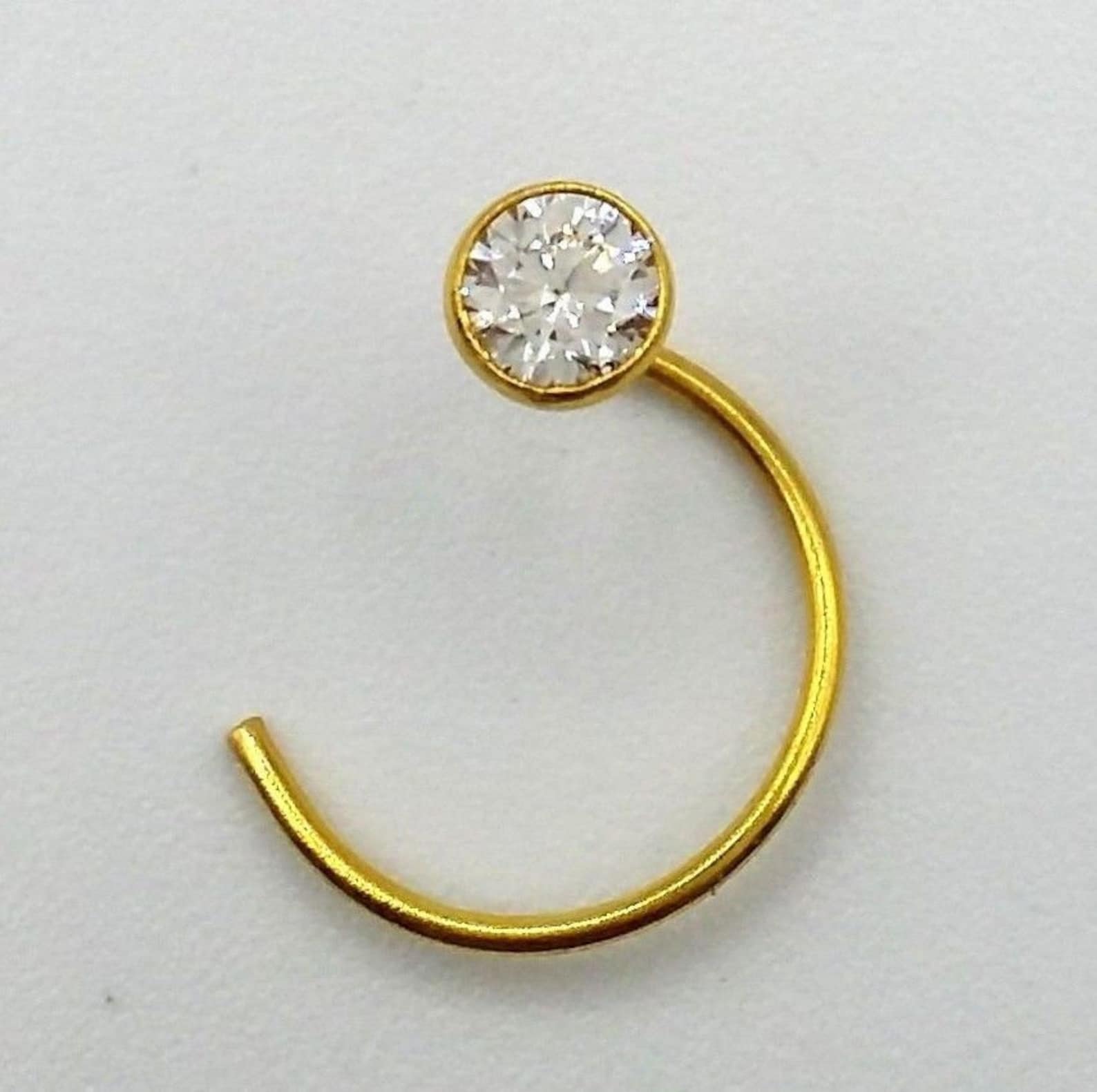 5 MM 18k Gold Nose Pin India White Stone Simple Design Best Etsy
