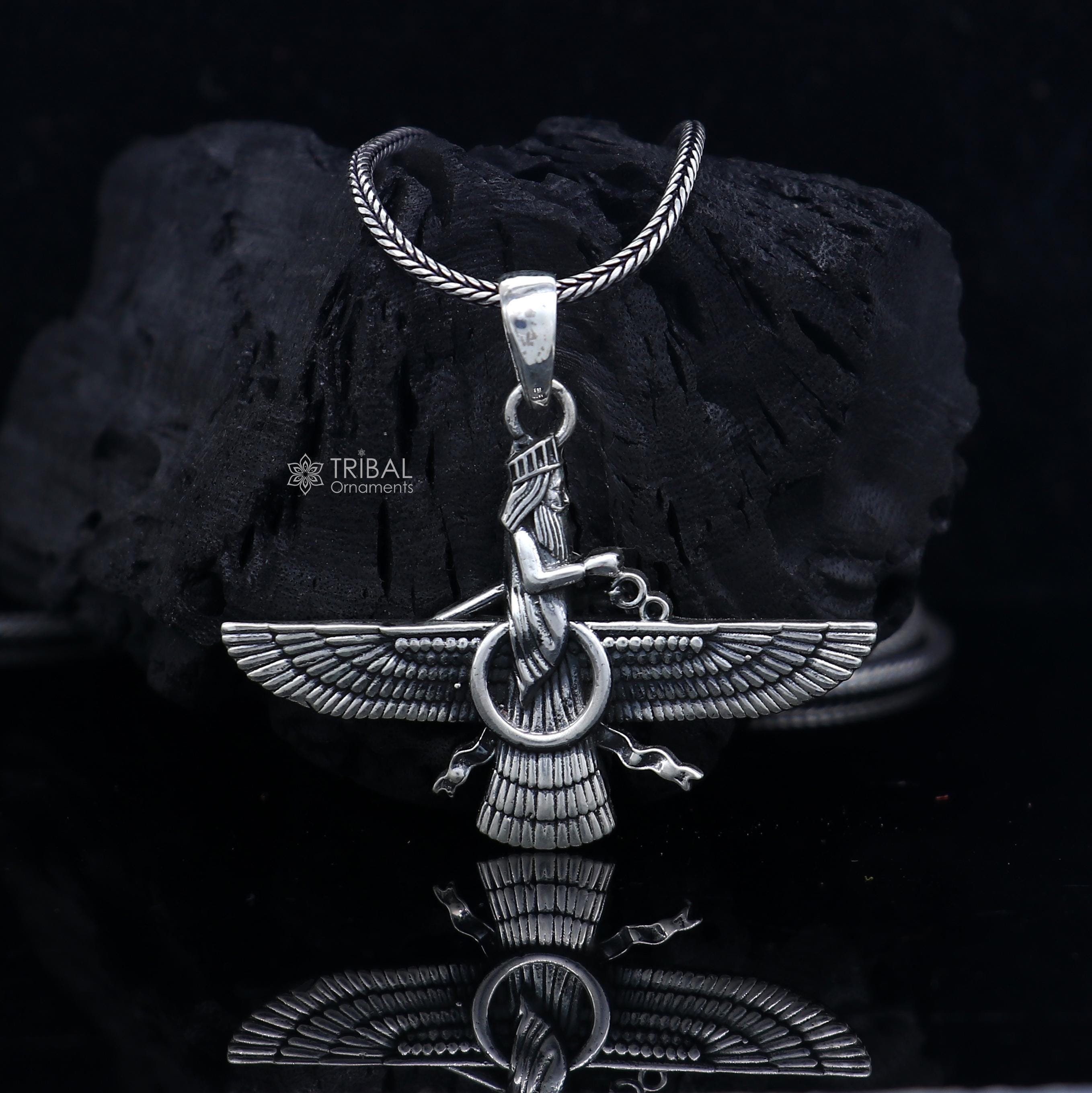 925 Sterling Silver Handmade Faravahar Ahura Mazda Handmade