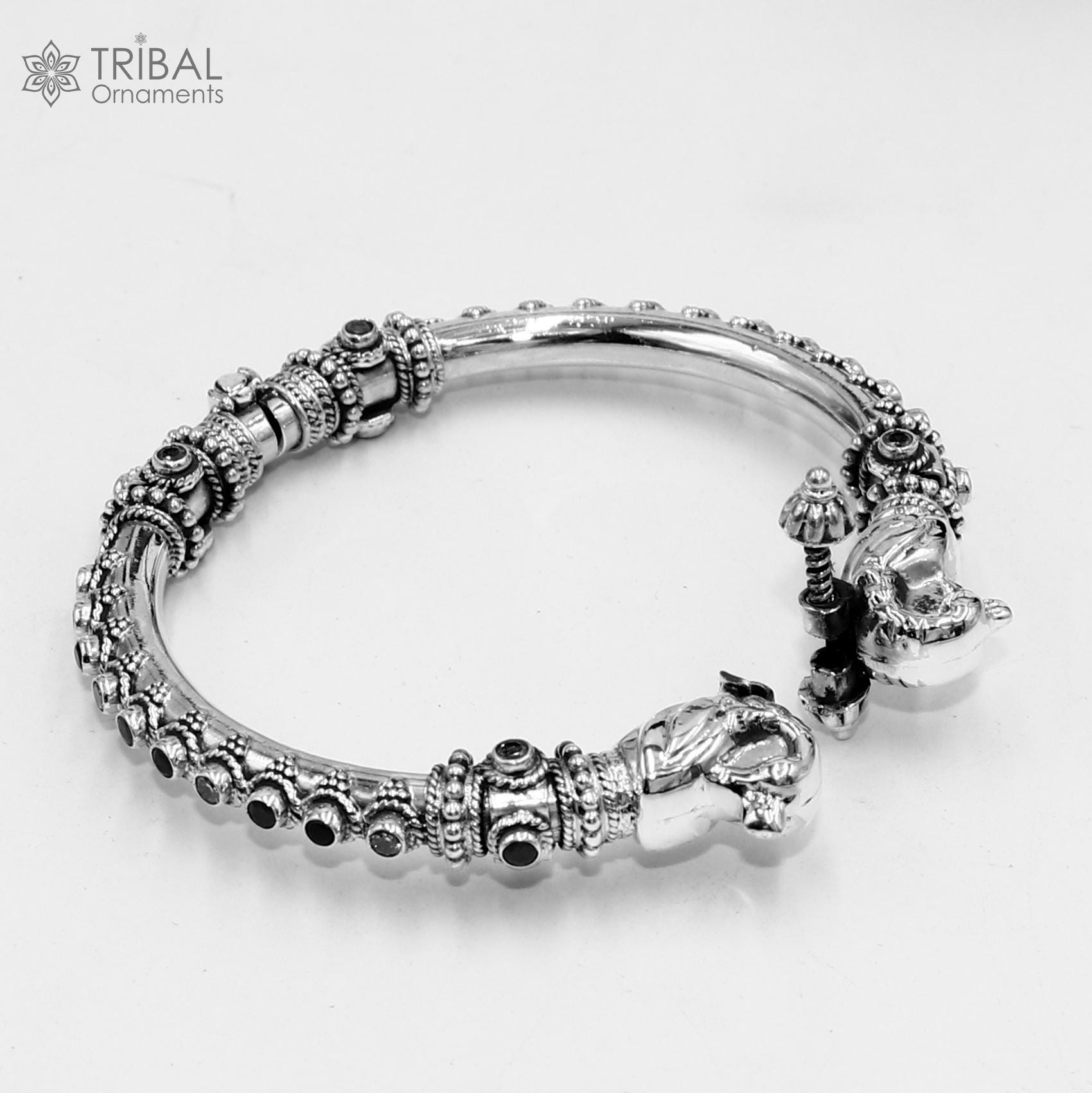 925 Sterling Silver Handmade Customized Peacock Design Bangle Kada