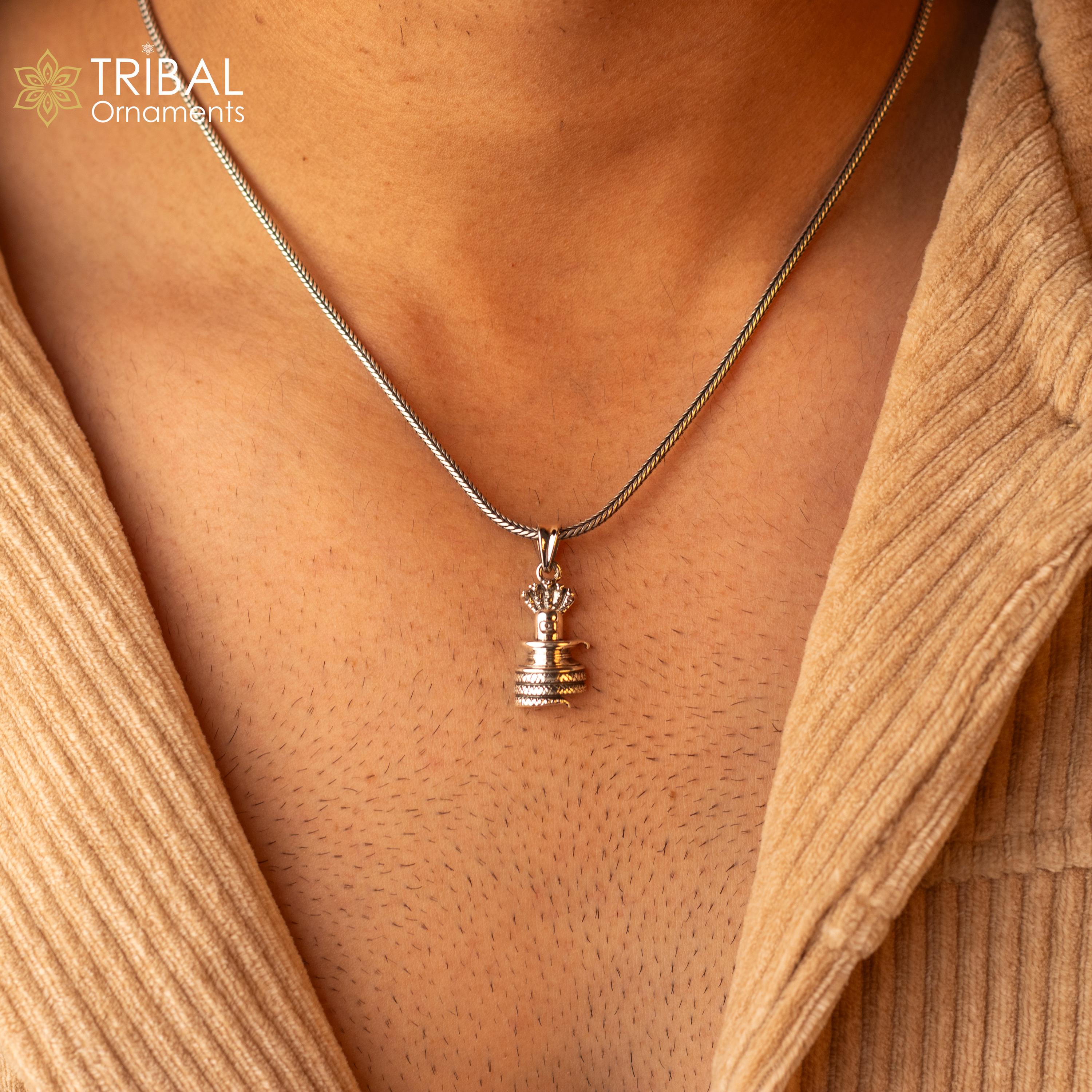 925 Sterling Silver Divine Lord Shiva Lingam Pendant, Silver