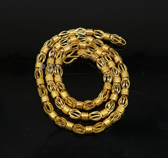 22kt Yellow Gold Royal Handmade Unique Byzantine Chain, Fabulous