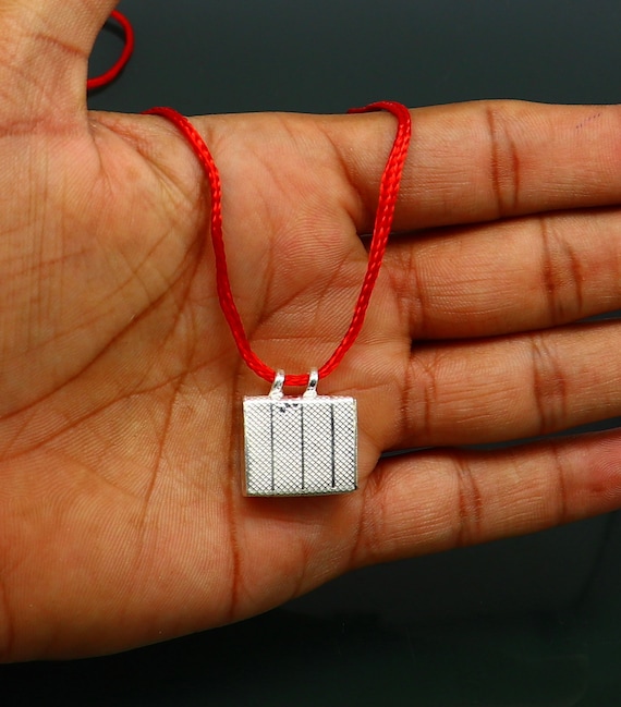 925 Sterling Silver Handmade Square Shape Amulet Box Pendant