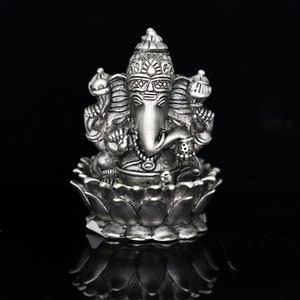2&quot;  925 Sterling silver handmade Hindu God Idol Ganesha statue, puja article figurine, home decor Diwali puja Divine silver article art681