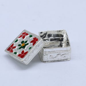 925 sterling silver trinket box, kajal box/casket box bridal square shape box collection, container box, eyeliner box gifting art stb345