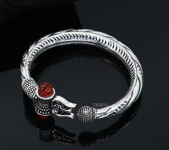 SJ Shubham Jewellers Rehti 925 92.5 Pure Sterling Silver Oxidised Twisted  Bracelet With Shiva Damru And Hallmark » Shubham Jewellers Rehti