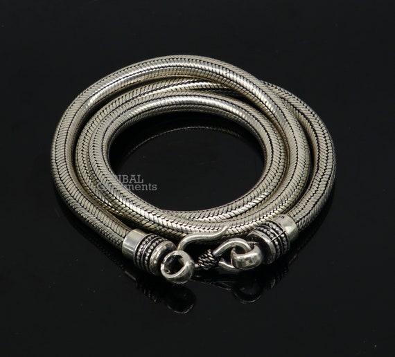 6 mm solid 925 sterling silver handmade snake cha… - image 2