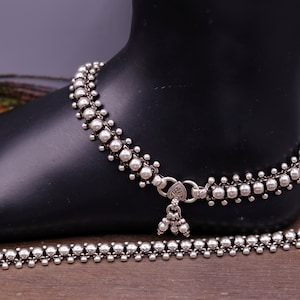 Preciosa tobillera flexible de plata esterlina 925 auténtica, pulsera de tobillo de diseño vintage hecha a mano, excelente joyería tribal ank33