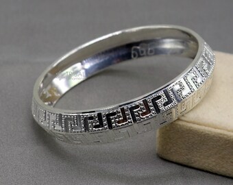 999 Pure Solid Silver Handmade Vintage Style Bangle Bracelet