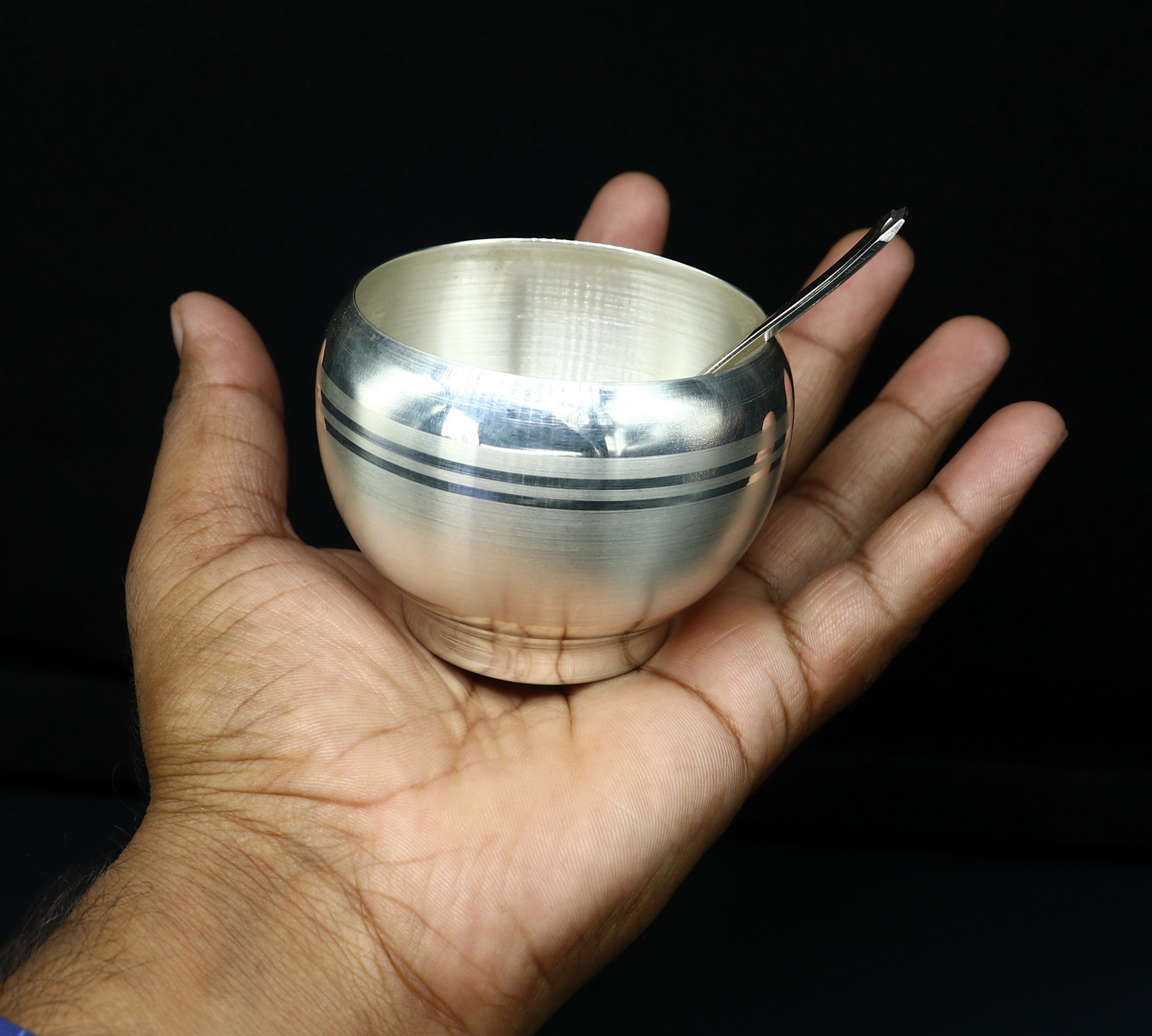 999 Fine Silver Handmade Small Baby Bowl and Spoon Set Silver Etsy UK