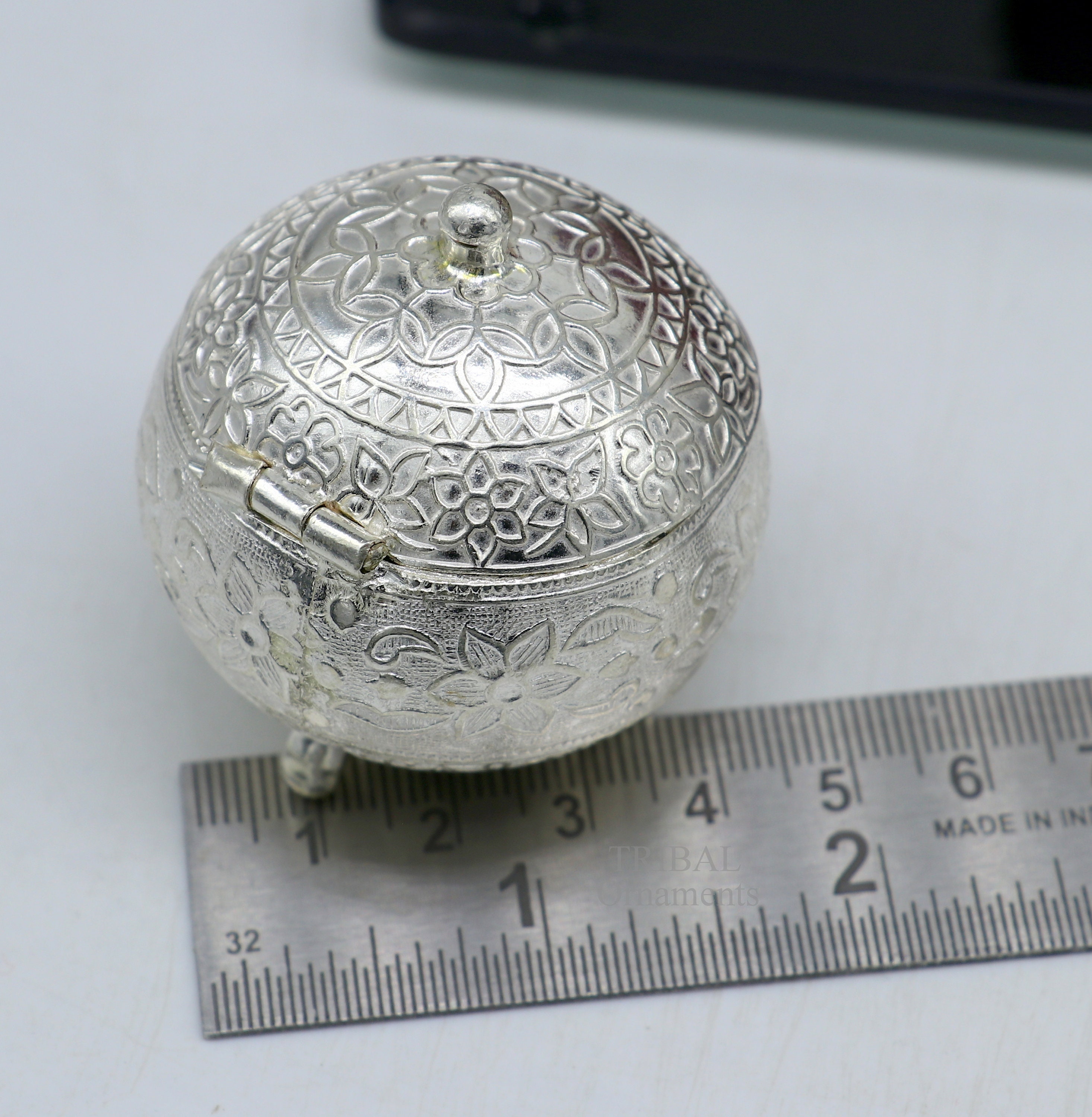 925 Sterling Silver Handmade Fabulous Trinket Box, Solid