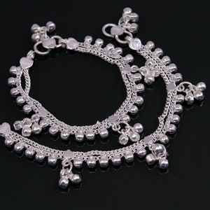 Vintage design sterling silver handmade amazing noisy hanging drops bells baby anklet, baby ankle bracelet, charm bracelet from india ank125