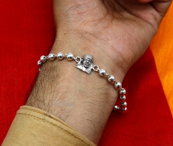 Buy M Men Style Religious Om Sai Ram Silver Metal And Stainless Steel  Bracelet Online - Get 63% Off