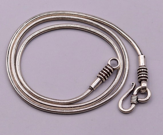 アクセサリー vintage silver 925 snake chain Solid Round Sterling Silver Snake Chain Necklace 925