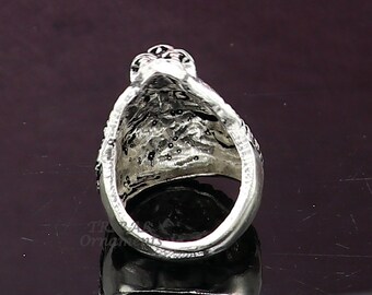 92.5% Sterling Silver Handmade King Lion Head Face High