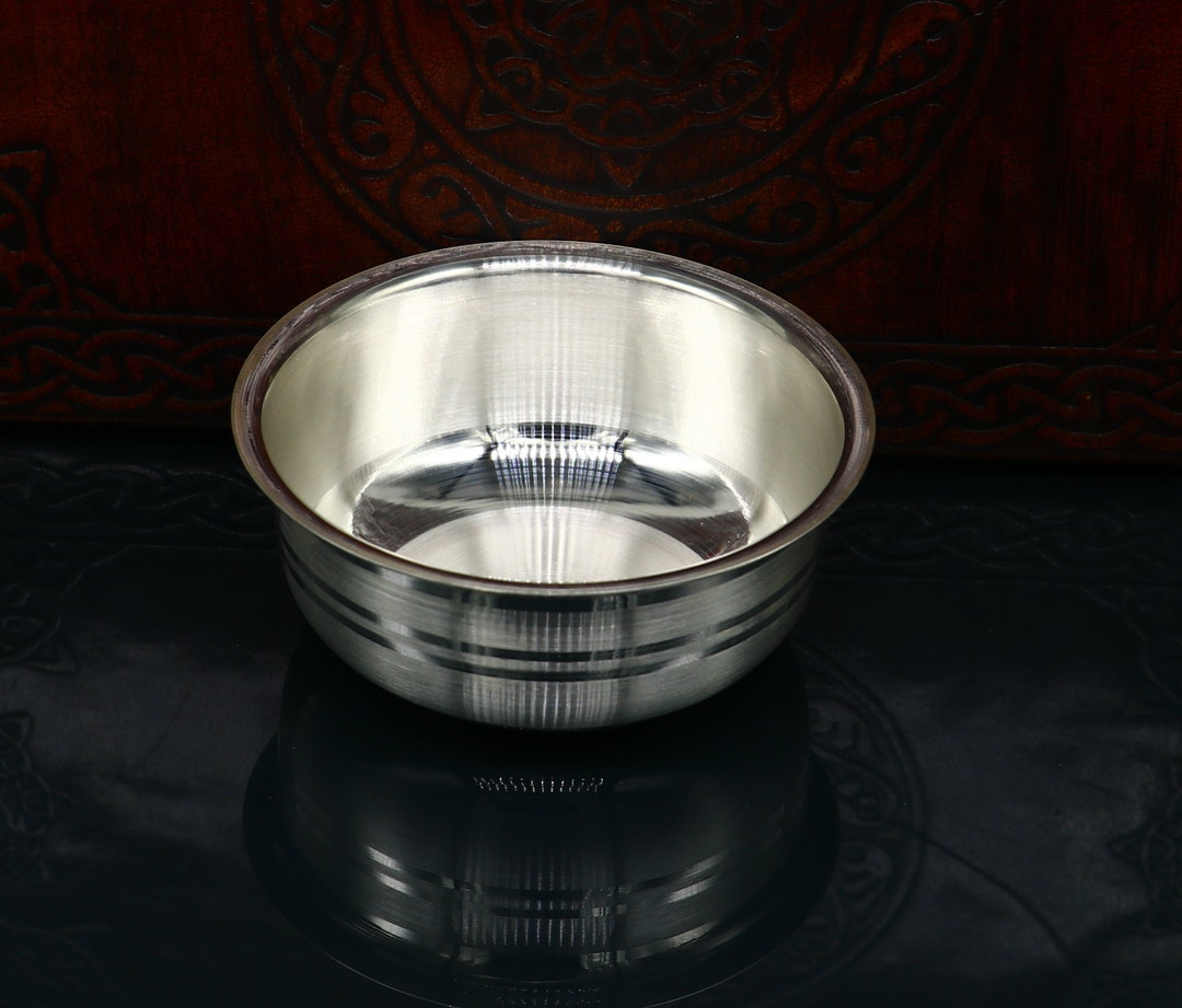 999 Fine Silver Handmade Solid Bowl, Silver Utensils, Baby Food Bowl