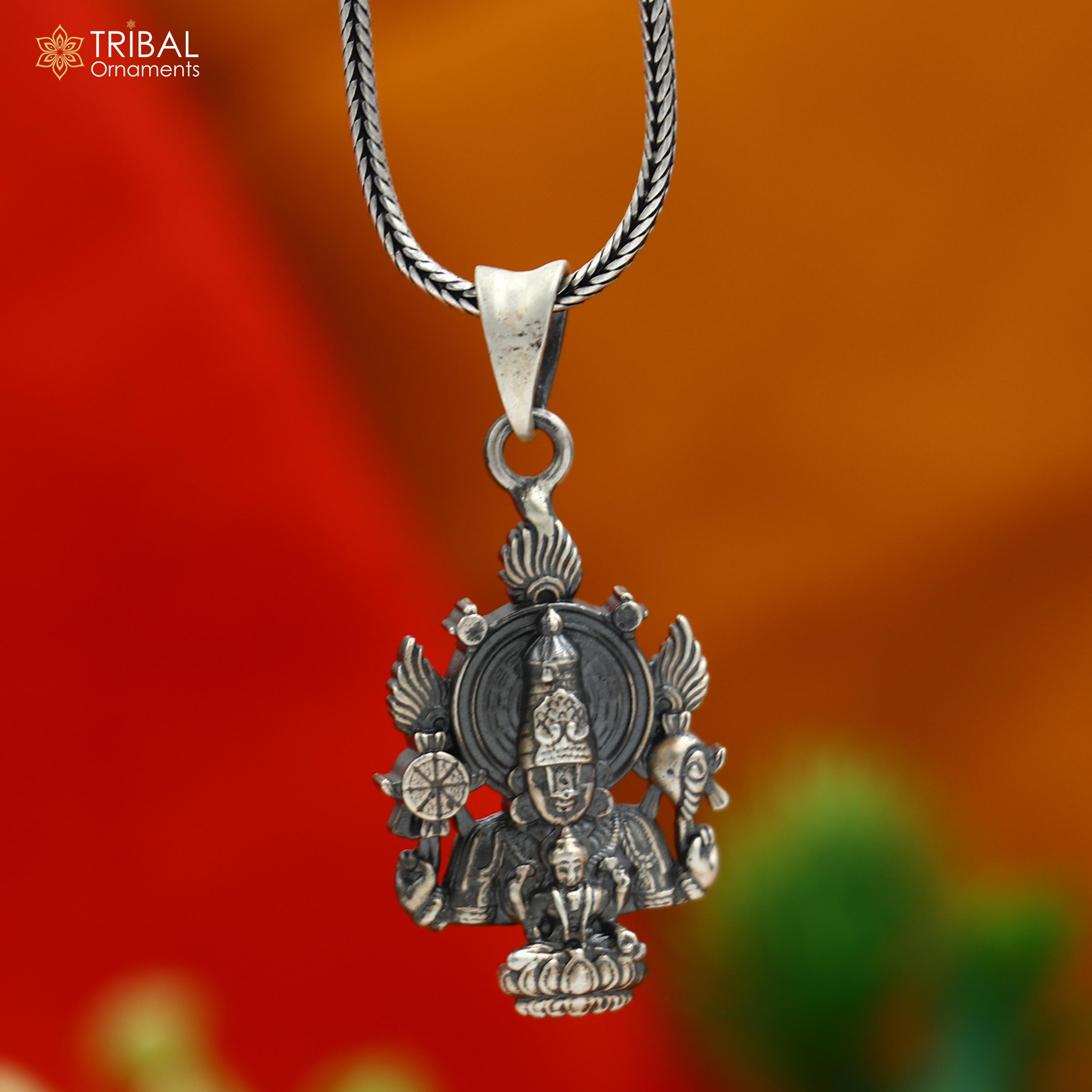 925 Sterling Silver Lord Venkateswara With Laxmi Ji Pendant With