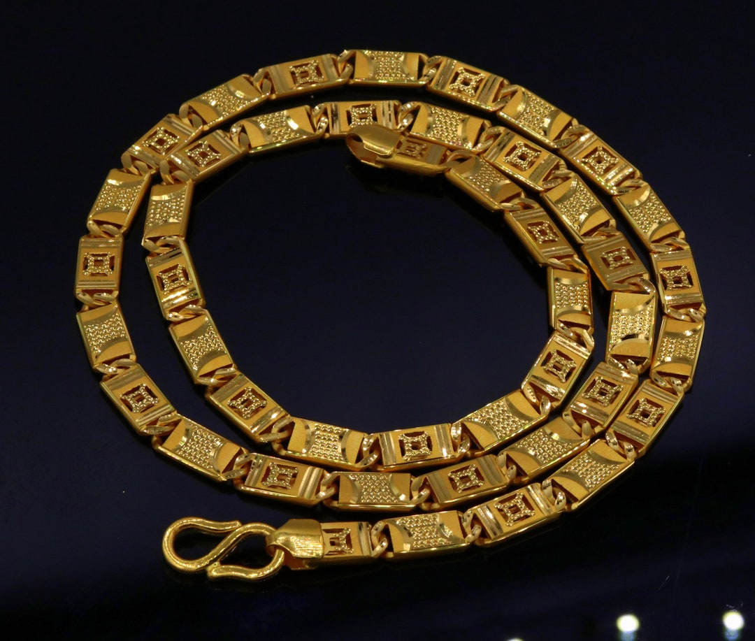 22 Inch Long 22kt Yellow Gold Handmade Navabi Nawabi Chain Necklace ...