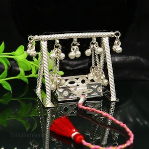 Sterling Silber Handarbeit Bal Gopala jhula, kleiner Krishna Swing, Kind Krishan Palana, Silber jhula, laddu gopal jhula, silber kunst su369